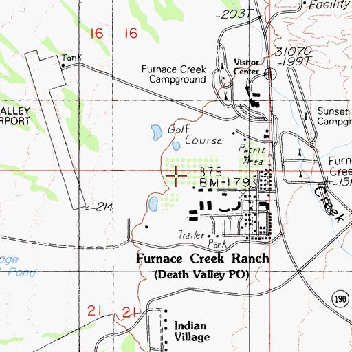 Topographic Map of Furnace Creek, CA