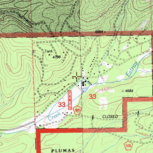 Topographic Map of Greenhorn, CA