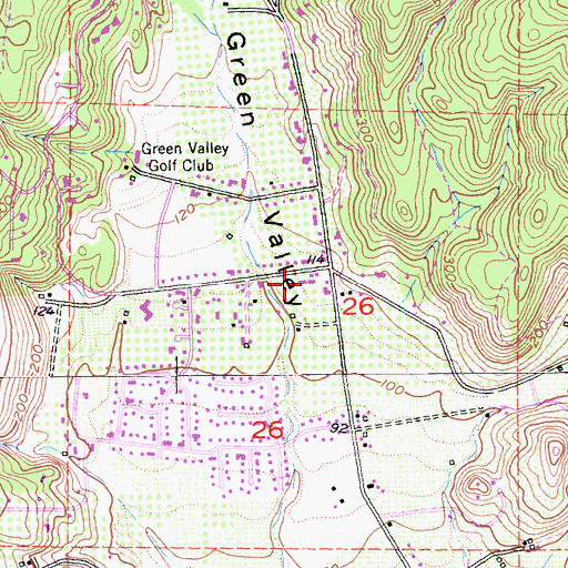 Topographic Map of Green Valley, CA