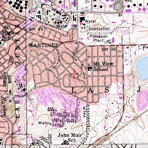 Topographic Map of Mountain View, CA