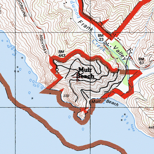 Topographic Map of Muir Beach, CA