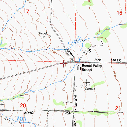 Topographic Map of Round Valley, CA