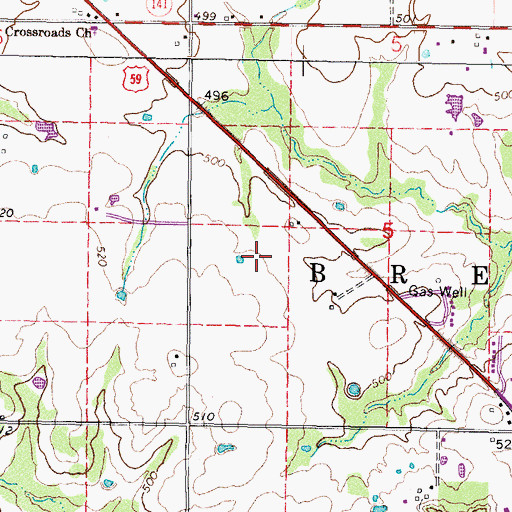 Topographic Map of Brent, OK