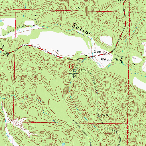 Topographic Map of Bull Hollow, OK