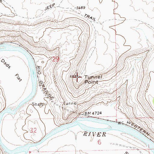 Topographic Map of Tunnel Point, CO