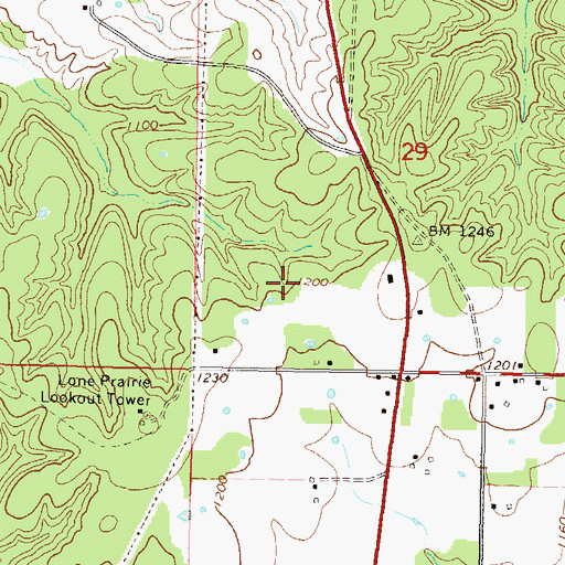 Topographic Map of Cloud Creek, OK