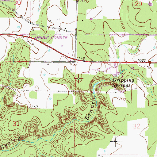 Topographic Map of Dripping Springs, OK