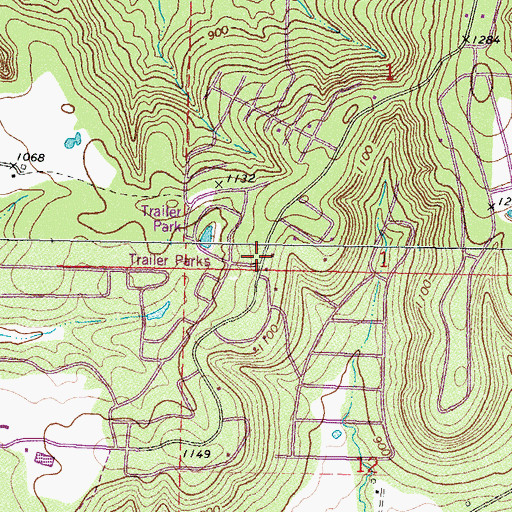 Topographic Map of Evening Shade, OK