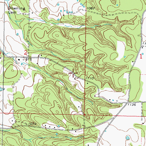 Topographic Map of Peavine, OK