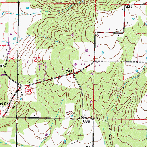 Topographic Map of Short, OK