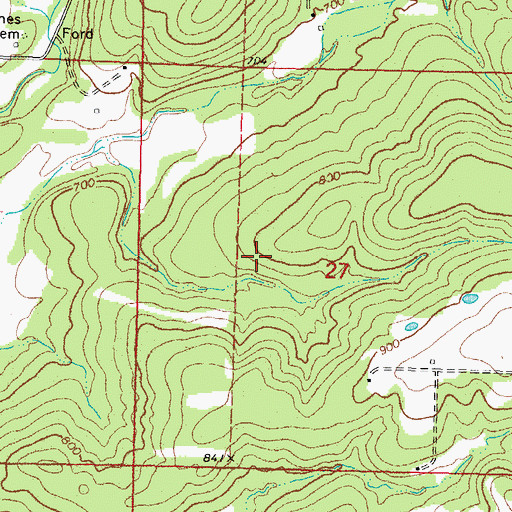 Topographic Map of Woodall, OK