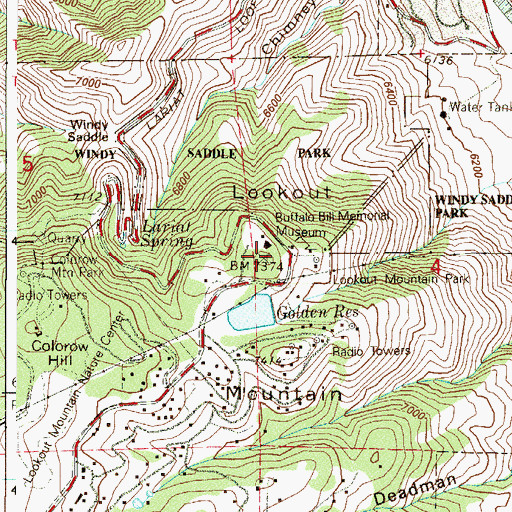 Topographic Map of William F Cody Grave, CO