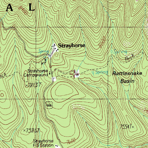 Topographic Map of Rattlesnake Basin Cabin, AZ