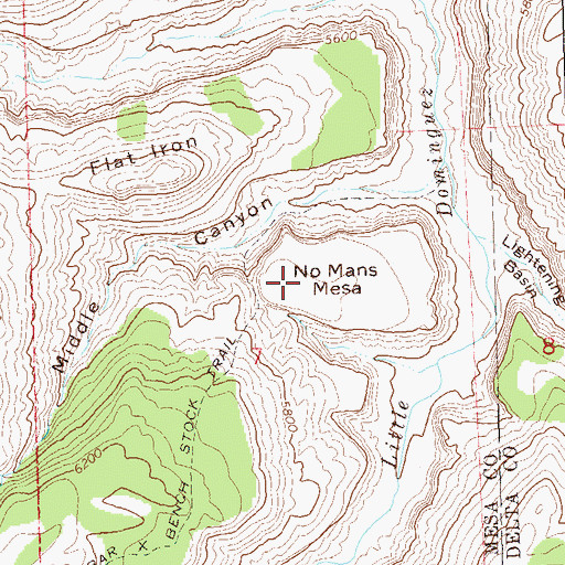 Topographic Map of No Mans Mesa, CO