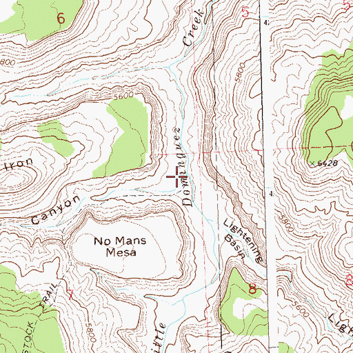 Topographic Map of Middle Canyon, CO