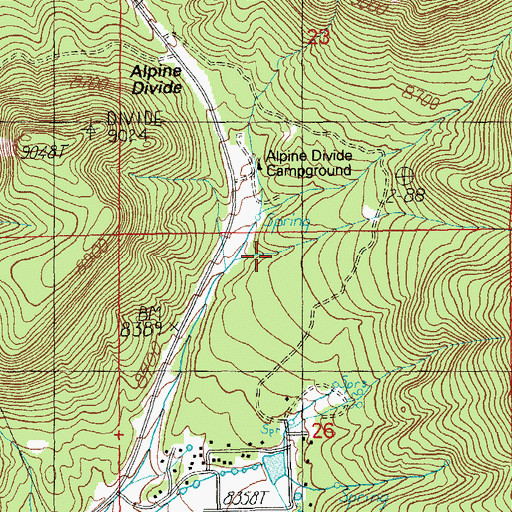 Topographic Map of Alpine Divide Spring, AZ