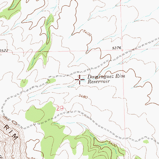 Topographic Map of Dominguez Rim Reservoir, CO