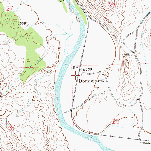 Topographic Map of Dominguez, CO