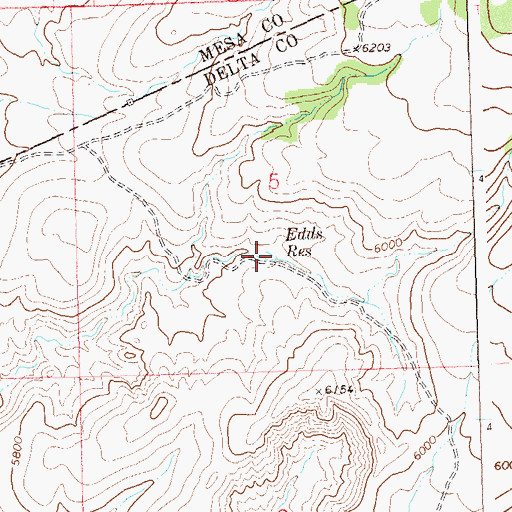 Topographic Map of Edds Reservoir, CO
