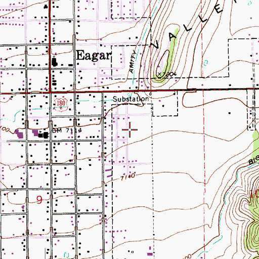 Topographic Map of Round Valley Elementary School, AZ