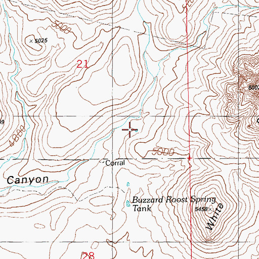 Topographic Map of White Peaks Tank, AZ