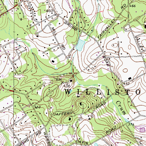 Topographic Map of East Branch Crum Creek, PA