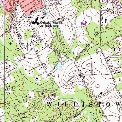 Topographic Map of Green Tree Run, PA