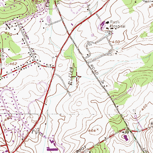 Topographic Map of Serpentine Run, PA
