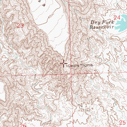 Topographic Map of Devils Thumb, CO