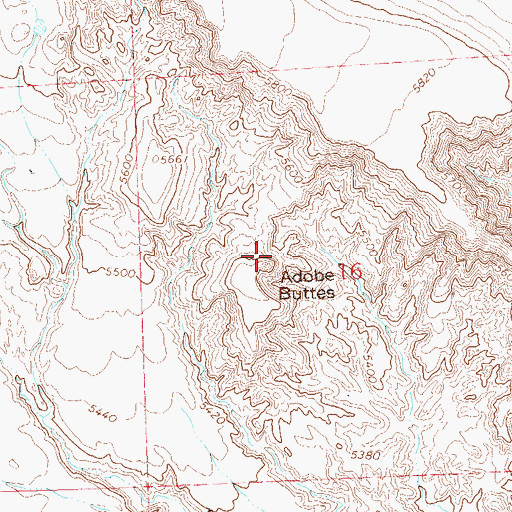 Topographic Map of Adobe Buttes, CO
