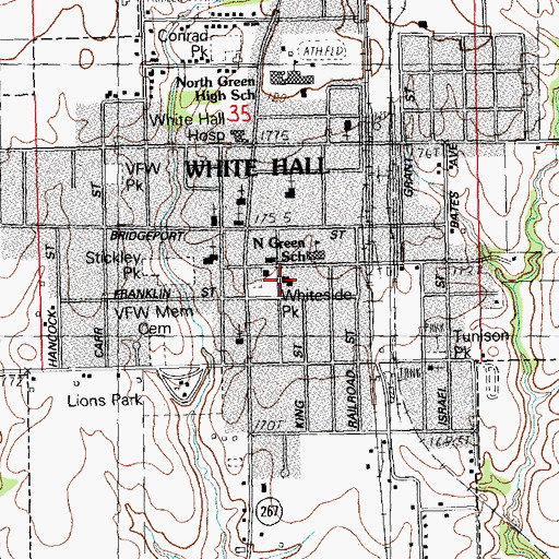 Topographic Map of White Hall Post Office, IL