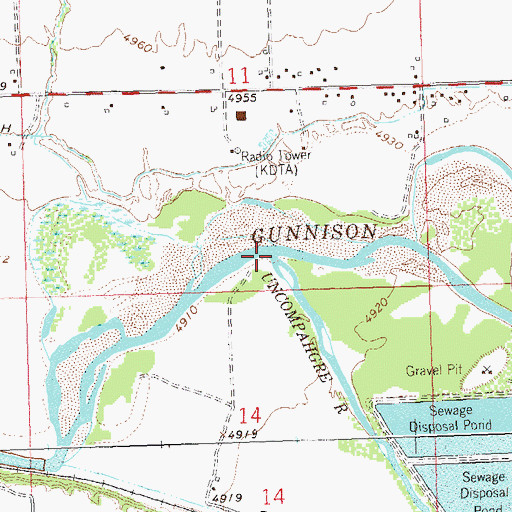Topographic Map of Uncompahgre River, CO