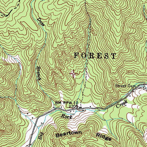 Topographic Map of Camp Pleiades, NC