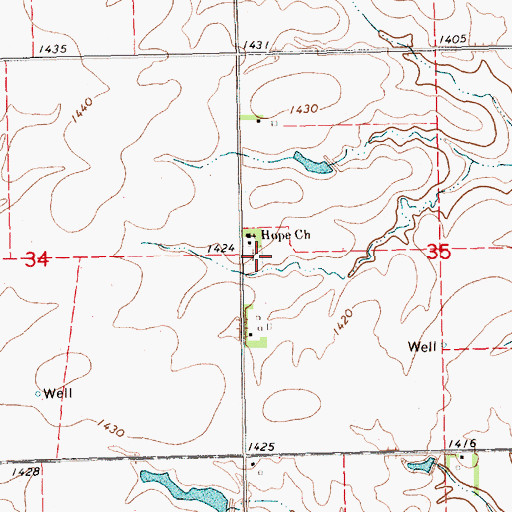 Topographic Map of Hope Church Cemetery, NE