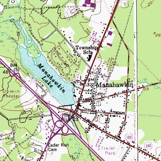 Topographic Map of Manahawkin Baptist Church Cemetery, NJ