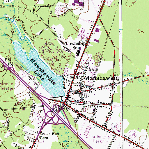 Topographic Map of Old Manahawkin Baptist Church (historical), NJ