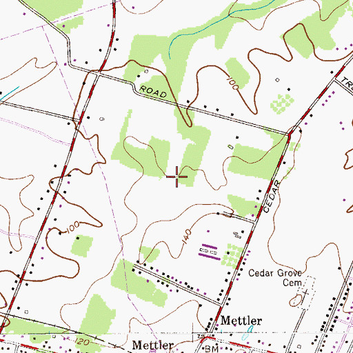 Topographic Map of Mettlers Woods, NJ