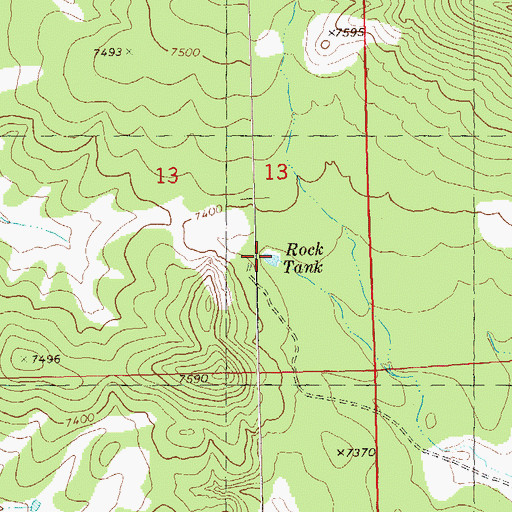 Topographic Map of Rock Tank, NM