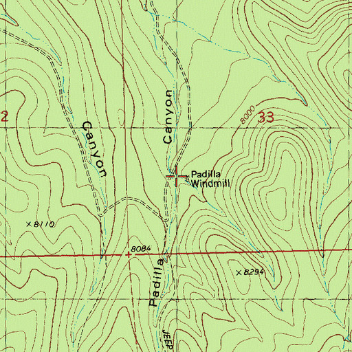 Topographic Map of Padilla Windmill, NM
