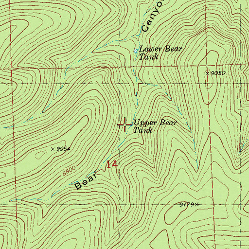 Topographic Map of Upper Bear Tank, NM