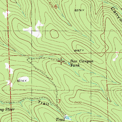Topographic Map of Box Canyon Tank, NM