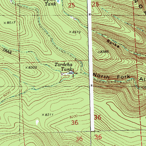 Topographic Map of Tordcha Tank, NM