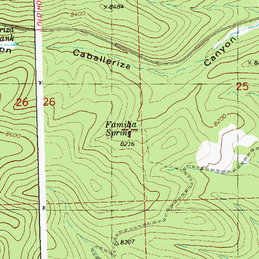 Topographic Map of Familia Spring, NM