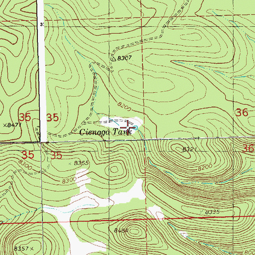 Topographic Map of Cienaga Tank, NM