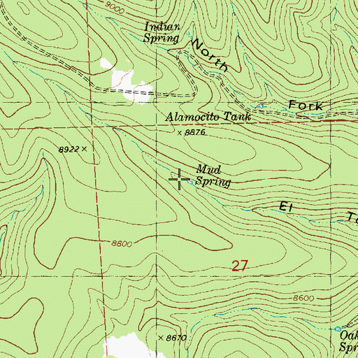 Topographic Map of Mud Spring, NM
