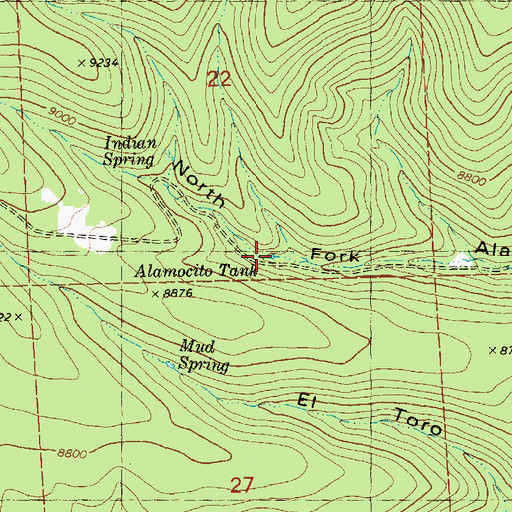 Topographic Map of Alamocito Tank, NM