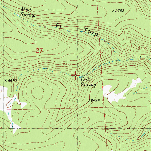Topographic Map of Oak Spring, NM