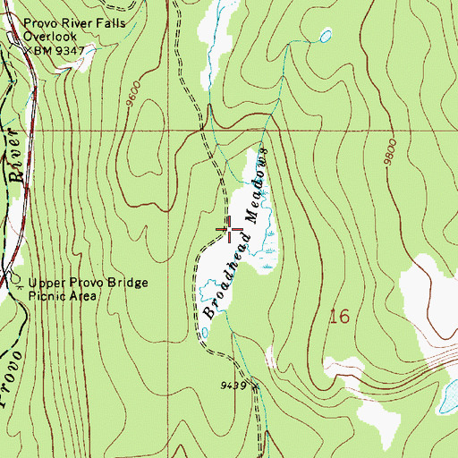 Topographic Map of Broadhead Meadows, UT