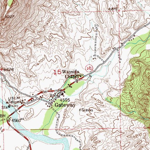 Topographic Map of Wayside Chaple, CO