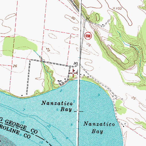 Topographic Map of Nanzatico, VA